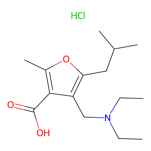 4-Diethylaminomethyl-5-isobutyl-2-methyl-furan-3-carboxylic acid hydrochloride structure