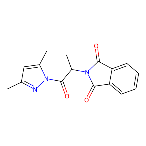 2-[1-(3,5-dimethyl-1H-pyrazol-1-yl)-1-oxopropan-2-yl]-1H-isoindole-1,3(2H)-dione structure