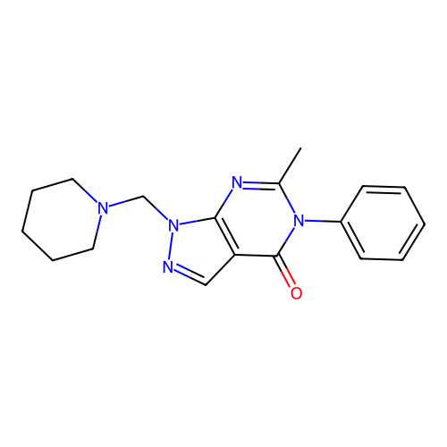 6-Methyl-5-phenyl-1-(piperidin-1-ylmethyl)pyrazolo[3,4-d]pyrimidin-4-one structure
