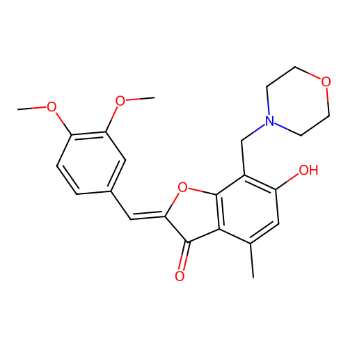 (Z)-2-(3,4-dimethoxybenzylidene)-6-hydroxy-4-methyl-7-(morpholinomethyl)benzofuran-3(2H)-one structure