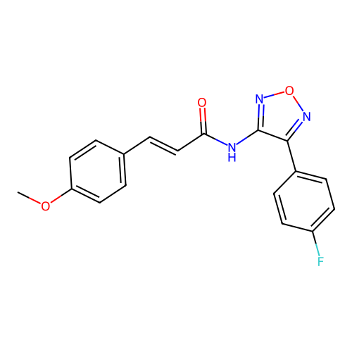 (2E)-N-[4-(4-fluorophenyl)-1,2,5-oxadiazol-3-yl]-3-(4-methoxyphenyl)prop-2-enamide structure