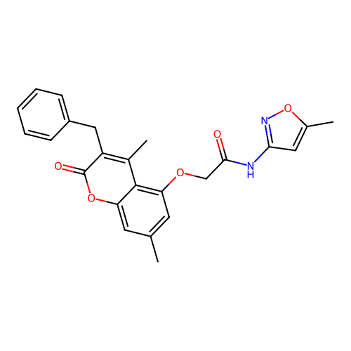 2-((3-benzyl-4,7-dimethyl-2-oxo-2H-chromen-5-yl)oxy)-N-(5-methylisoxazol-3-yl)acetamide structure