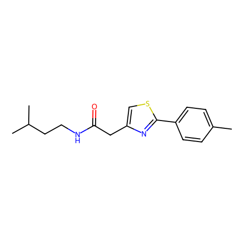 N-(3-methylbutyl)-2-[2-(4-methylphenyl)-1,3-thiazol-4-yl]acetamide structure