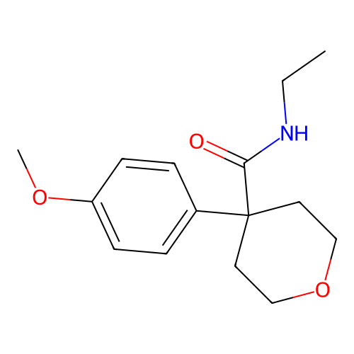 N-ethyl-4-(4-methoxyphenyl)tetrahydro-2H-pyran-4-carboxamide structure