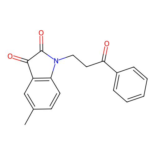 5-methyl-1-(3-oxo-3-phenylpropyl)-1H-indole-2,3-dione structure