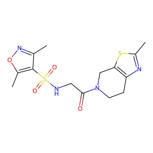 3,5-dimethyl-N-(2-(2-methyl-6,7-dihydrothiazolo[5,4-c]pyridin-5(4H)-yl)-2-oxoethyl)isoxazole-4-sulfonamide structure