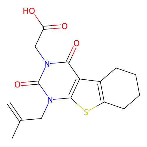 2-(1-(2-methylallyl)-2,4-dioxo-1,2,5,6,7,8-hexahydrobenzo[4,5]thieno[2,3-d]pyrimidin-3(4H)-yl)acetic acid structure