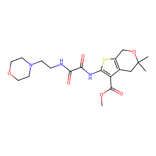 methyl 5,5-dimethyl-2-(2-((2-morpholinoethyl)amino)-2-oxoacetamido)-5,7-dihydro-4H-thieno[2,3-c]pyran-3-carboxylate structure