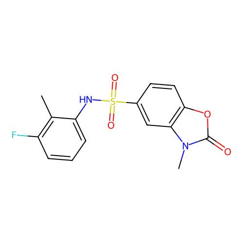 N-(3-fluoro-2-methylphenyl)-3-methyl-2-oxo-1,3-benzoxazole-5-sulfonamide structure