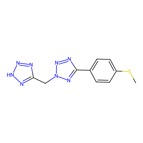 5-({5-[4-(methylsulfanyl)phenyl]-2H-tetrazol-2-yl}methyl)-1H-tetrazole structure