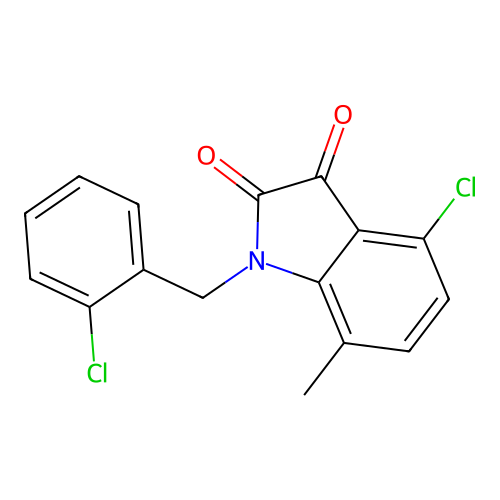 4-chloro-1-(2-chlorobenzyl)-7-methyl-1H-indole-2,3-dione structure
