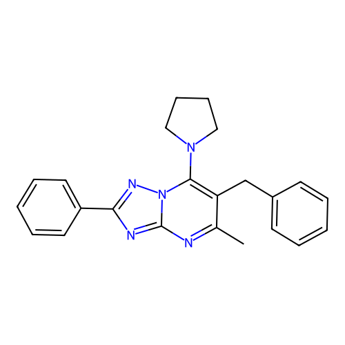 6-Benzyl-5-methyl-2-phenyl-7-(pyrrolidin-1-yl)[1,2,4]triazolo[1,5-a]pyrimidine structure