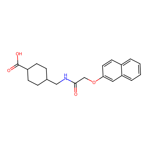 trans-4-({[(Naphthalen-2-yloxy)acetyl]amino}methyl)cyclohexanecarboxylic acid structure