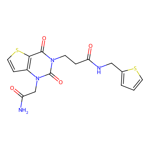3-(1-(2-amino-2-oxoethyl)-2,4-dioxo-1,2-dihydrothieno[3,2-d]pyrimidin-3(4H)-yl)-N-(thiophen-2-ylmethyl)propanamide structure