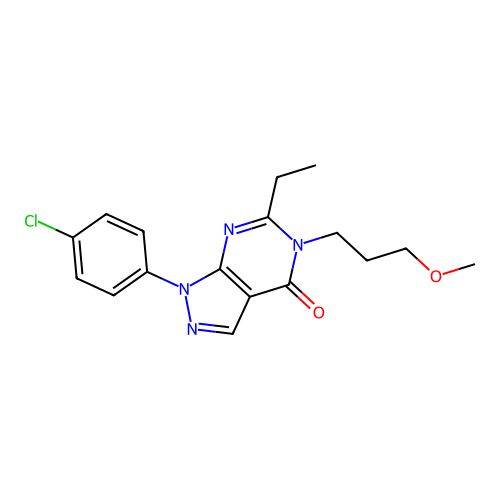1-(4-chlorophenyl)-6-ethyl-5-(3-methoxypropyl)-1H-pyrazolo[3,4-d]pyrimidin-4(5H)-one structure