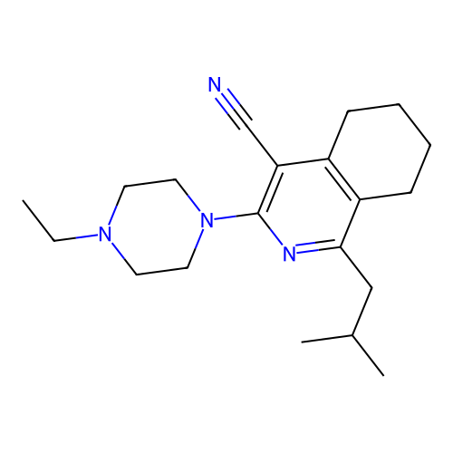 3-(4-ethylpiperazin-1-yl)-1-(2-methylpropyl)-5,6,7,8-tetrahydroisoquinoline-4-carbonitrile structure
