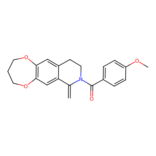 (4-methoxyphenyl)(7-methylene-3,4,9,10-tetrahydro-2H-[1,4]dioxepino[2,3-g]isoquinolin-8(7H)-yl)methanone structure