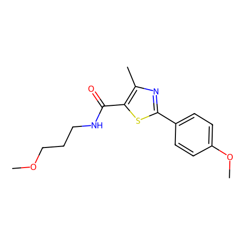 2-(4-methoxyphenyl)-N-(3-methoxypropyl)-4-methyl-1,3-thiazole-5-carboxamide structure