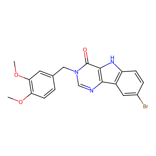8-bromo-3-(3,4-dimethoxybenzyl)-3H-pyrimido[5,4-b]indol-4(5H)-one structure