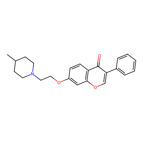 7-[2-(4-methylpiperidin-1-yl)ethoxy]-3-phenyl-4H-chromen-4-one structure