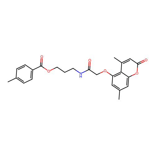3-(2-((4,7-dimethyl-2-oxo-2H-chromen-5-yl)oxy)acetamido)propyl 4-methylbenzoate structure