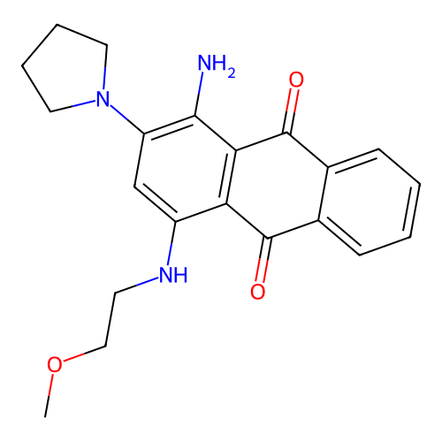 1-Amino-4-((2-methoxyethyl)amino)-2-(pyrrolidin-1-yl)anthracene-9,10-dione structure