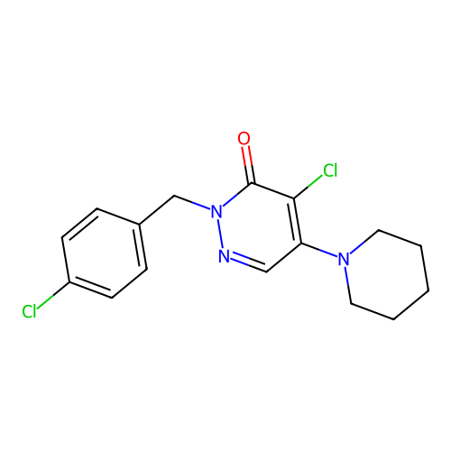 4-chloro-2-(4-chlorobenzyl)-5-(piperidin-1-yl)pyridazin-3(2H)-one structure