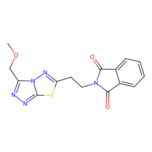2-(2-(3-(methoxymethyl)-[1,2,4]triazolo[3,4-b][1,3,4]thiadiazol-6-yl)ethyl)isoindoline-1,3-dione structure