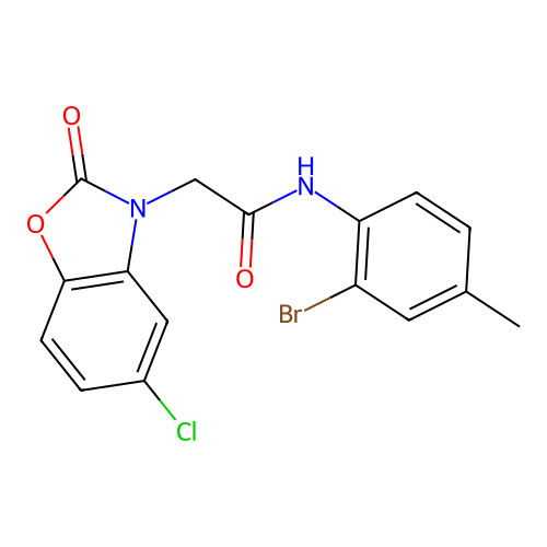 N-(2-bromo-4-methylphenyl)-2-(5-chloro-2-oxo-1,3-benzoxazol-3(2H)-yl)acetamide structure
