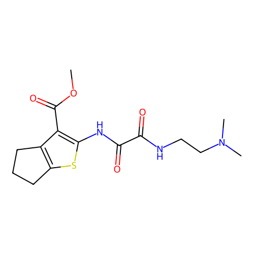 methyl 2-(2-((2-(dimethylamino)ethyl)amino)-2-oxoacetamido)-5,6-dihydro-4H-cyclopenta[b]thiophene-3-carboxylate structure