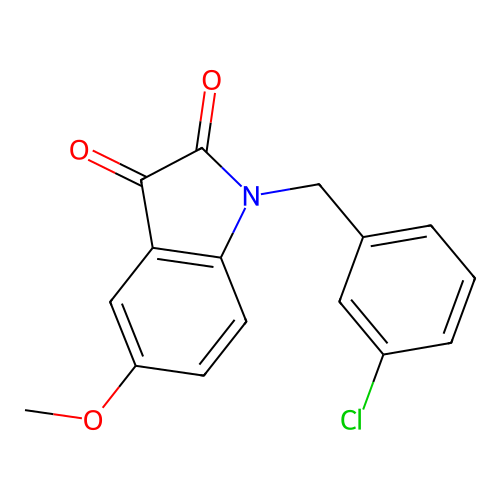 1-(3-chlorobenzyl)-5-methoxy-1H-indole-2,3-dione structure