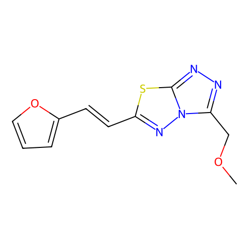 6-[(E)-2-(furan-2-yl)ethenyl]-3-(methoxymethyl)-[1,2,4]triazolo[3,4-b][1,3,4]thiadiazole structure