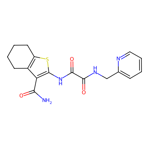 N'-(3-carbamoyl-4,5,6,7-tetrahydro-1-benzothiophen-2-yl)-N-(pyridin-2-ylmethyl)oxamide structure