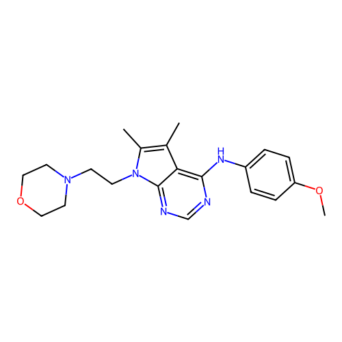 N-(4-methoxyphenyl)-5,6-dimethyl-7-(2-morpholin-4-ylethyl)pyrrolo[2,3-d]pyrimidin-4-amine structure