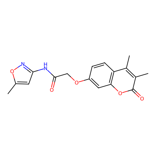2-((3,4-dimethyl-2-oxo-2H-chromen-7-yl)oxy)-N-(5-methylisoxazol-3-yl)acetamide structure