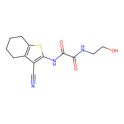 N'-(3-cyano-4,5,6,7-tetrahydro-1-benzothiophen-2-yl)-N-(2-hydroxyethyl)oxamide structure