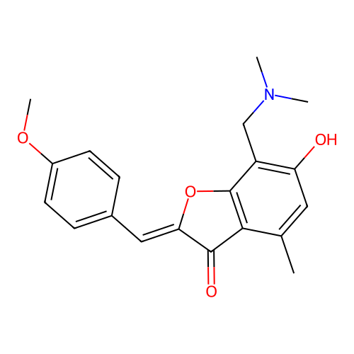 (Z)-7-((dimethylamino)methyl)-6-hydroxy-2-(4-methoxybenzylidene)-4-methylbenzofuran-3(2H)-one structure