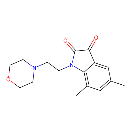 5,7-dimethyl-1-[2-(morpholin-4-yl)ethyl]-1H-indole-2,3-dione structure