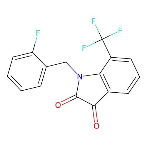 1-(2-fluorobenzyl)-7-(trifluoromethyl)-1H-indole-2,3-dione structure