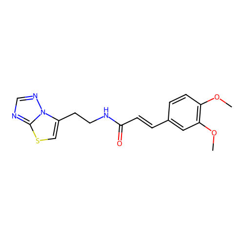 (E)-3-(3,4-dimethoxyphenyl)-N-(2-(thiazolo[3,2-b][1,2,4]triazol-6-yl)ethyl)acrylamide structure