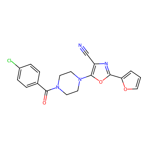 5-(4-(4-Chlorobenzoyl)piperazin-1-yl)-2-(furan-2-yl)oxazole-4-carbonitrile structure