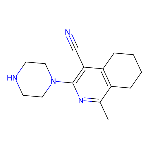 1-Methyl-3-(piperazin-1-yl)-5,6,7,8-tetrahydroisoquinoline-4-carbonitrile structure