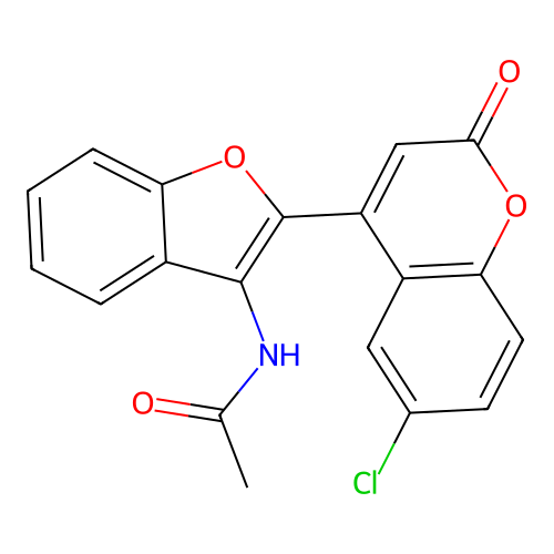 N-[2-(6-chloro-2-oxo-2H-chromen-4-yl)-1-benzofuran-3-yl]acetamide structure