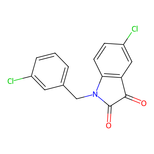 5-chloro-1-(3-chlorobenzyl)-1H-indole-2,3-dione structure