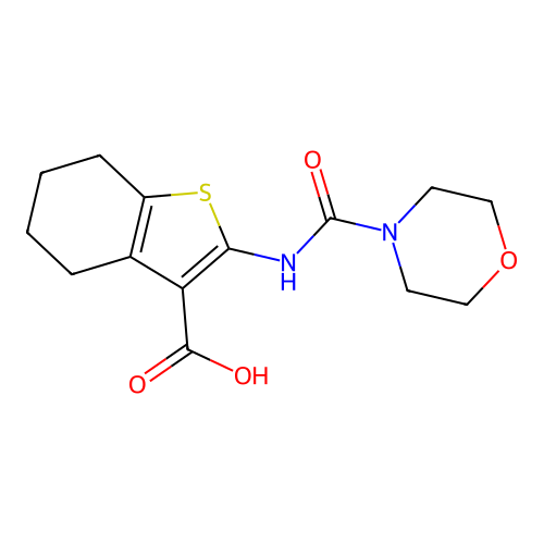 2-(morpholine-4-carbonylamino)-4,5,6,7-tetrahydro-1-benzothiophene-3-carboxylic acid structure