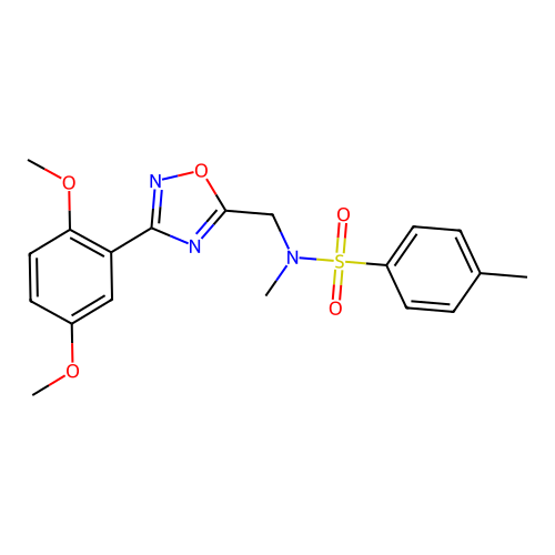 N-((3-(2,5-dimethoxyphenyl)-1,2,4-oxadiazol-5-yl)methyl)-N,4-dimethylbenzenesulfonamide structure
