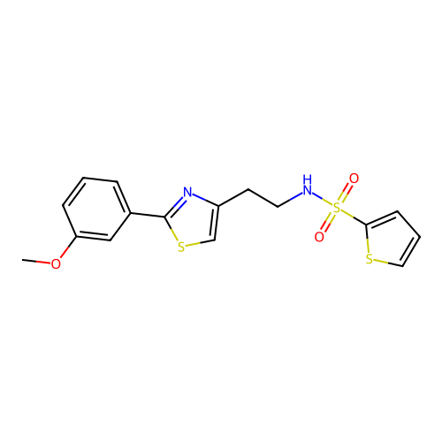 N-{2-[2-(3-methoxyphenyl)-1,3-thiazol-4-yl]ethyl}thiophene-2-sulfonamide structure