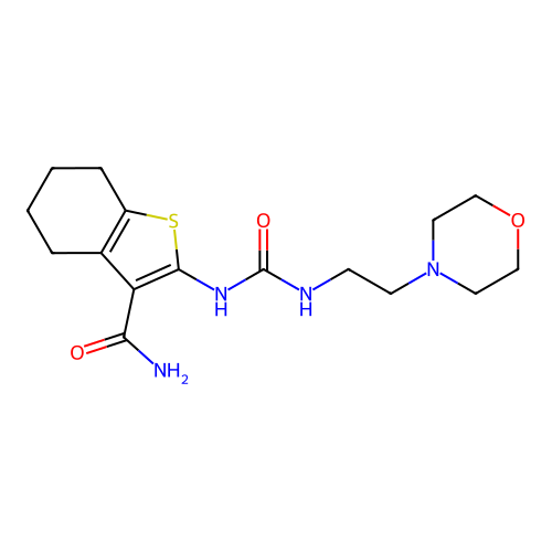 2-(2-morpholin-4-ylethylcarbamoylamino)-4,5,6,7-tetrahydro-1-benzothiophene-3-carboxamide structure