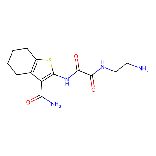 N'-(2-aminoethyl)-N-(3-carbamoyl-4,5,6,7-tetrahydrobenzothiophen-2-yl)oxamide structure