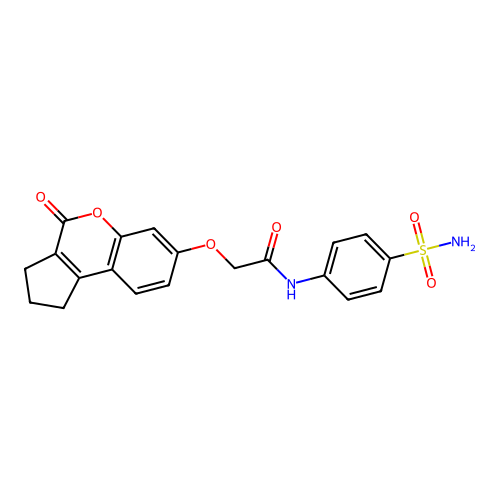 2-((4-oxo-1,2,3,4-tetrahydrocyclopenta[c]chromen-7-yl)oxy)-N-(4-sulfamoylphenyl)acetamide structure